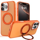 For iPhone 16 Pro Max/16 Pro/16/+/16e Case Magnetic Cover Rotating Metal Ring