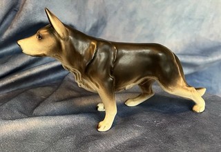 Vintage Lefton German Shepherd Ceramic Figurine Dog