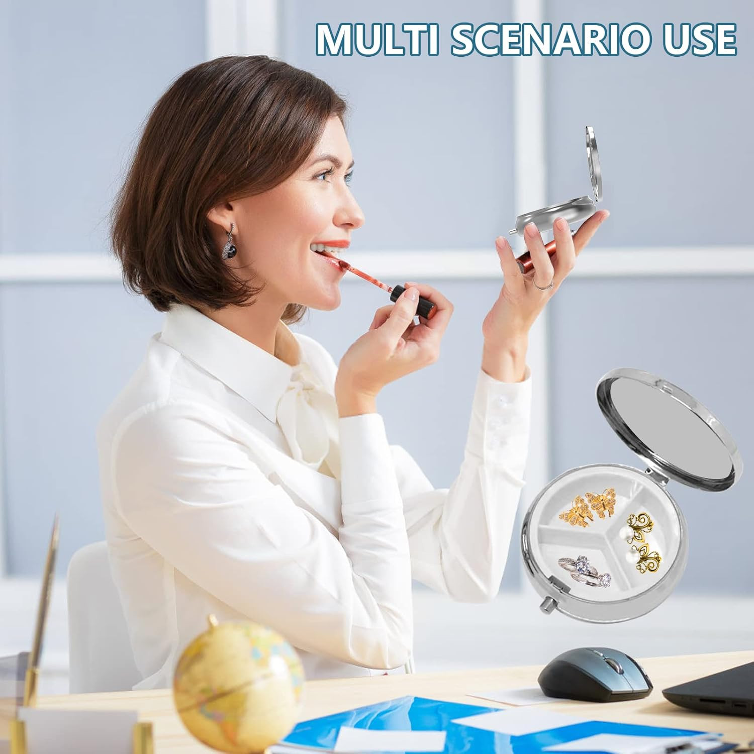 Pill Box, Small round Pill Case, Portable Travel Pillbox for Pocket & Purse，3 Co