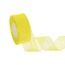 Organza Ribbon 1-1/2 Inch 50 Yards Sheer Ribbons for Gift Wrapping, Yellow