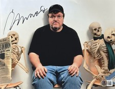 MICHAEL MOORE Signed 8x10 Photo FILMMAKER Authentic Autograph Beckett BAS COA