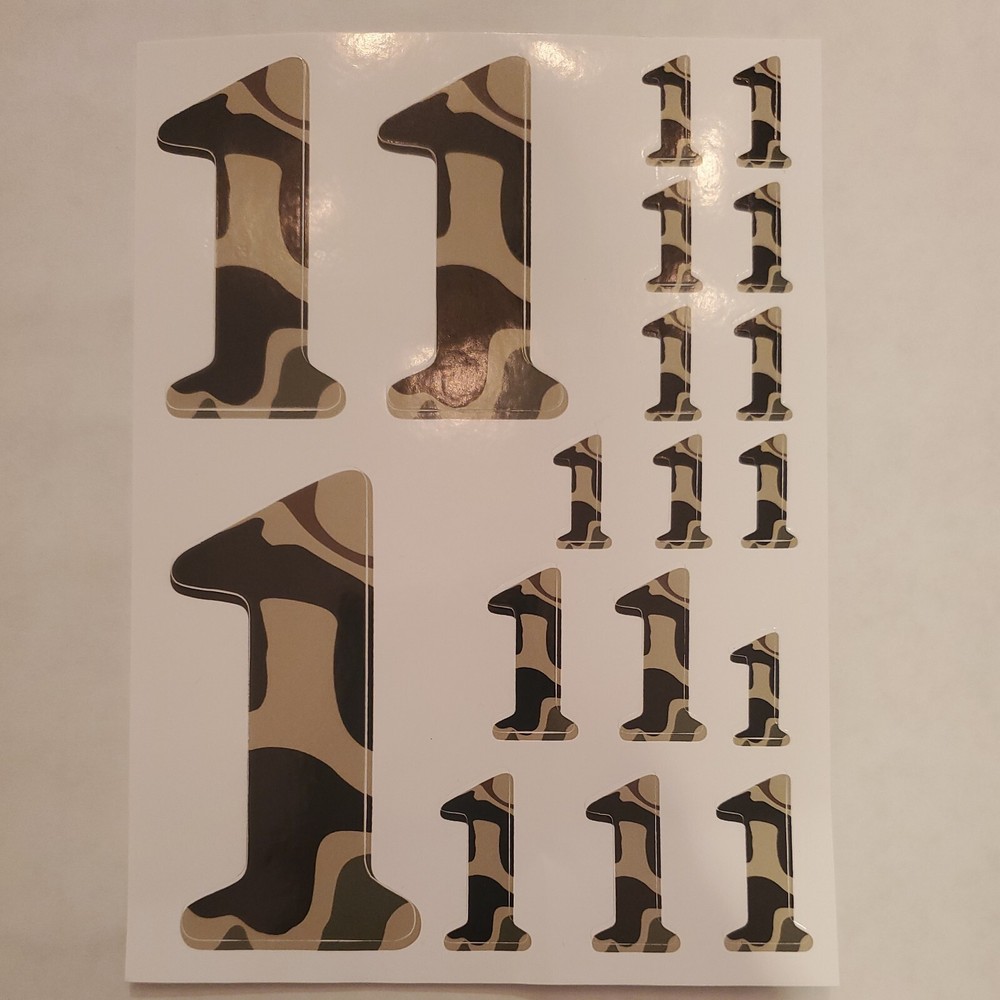 Camouflage #1’s Racing Numbers  Vinyl Decals 1/10-1/12 kyosho Losi-Arrma-BxC