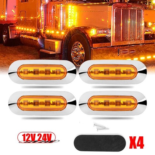 30X Clearance Light LED Side Marker Truck Trailer LORRY Lamp Amber Chrome 12-24V - Picture 3 of 10