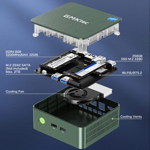 GMKtec G3 Mini PC Intel Alder Lake N100 Windows 11 Pro Mini PC 8/16GB DDR4 256/5 - Bild 5 von 21