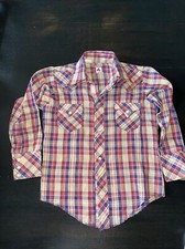 Vtg youth Chute 1 plaid pearl snap western shirt Youth 6