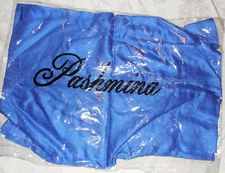 New Blue PASHMINA Scarf Wrap 70" 28" Fringe Soft Flowing 55% Acrylic 45% Viscose