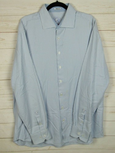 Camisa de vestir Bugatchi para hombre manga larga azul con botones talla 2XL W1389 - Imagen 1 de 5