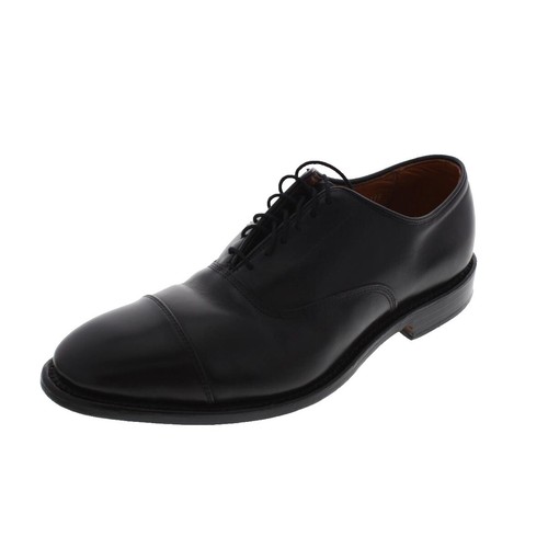 Used Allen Edmonds Mens 10.5 D Leeds Black Plain-toe Blucher