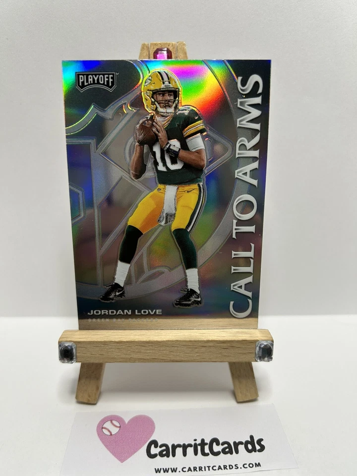 JORDAN LOVE 2020 Panini Playoff Call To Arms Rookie RC SILVER PRIZM Green Bay - Image 2 of 4