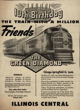 Illinois Central Railroad Streamlined Train The Green Diamond Magazine Ad PHOTO