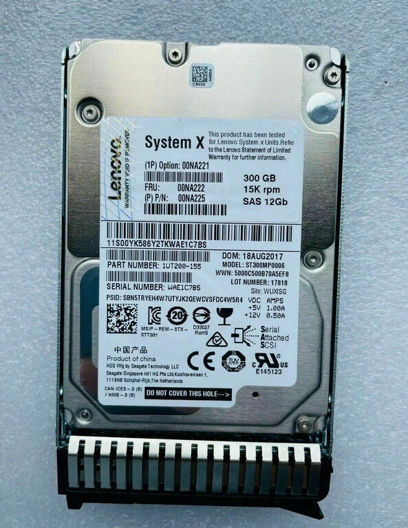 Lenovo IBM 00NA221 00NA222 00NA225 300GB 15K 12G 2.5" SAS G3HS 512e Hard Drive - Image 3 of 3