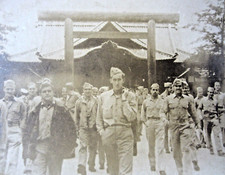 WWII USMC Marines Soldiers Japan Okinawa Occupation Photo Torii Shrine 1940's