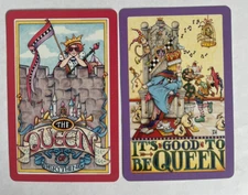 QUEEN Castle Palace Crown Monkey Music Bird Vintage Rare Retro Kids 2 SWAP CARDS
