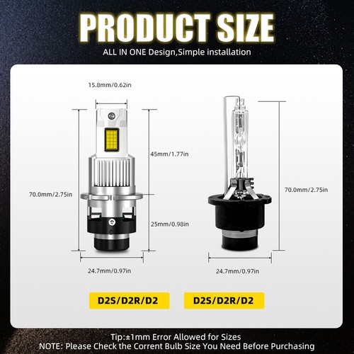 2PCS D2S D4S LED Headlight Bulb Replace HID Xenon Super White Conversion Kit NEW - Picture 11 of 12