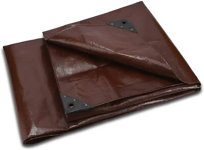 WHITEDUCK 8' X 10' Super Heavy Duty 16 Mil Brown Poly Tarp Cover - Thick Waterproof