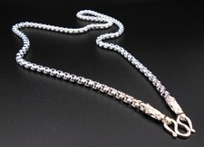 Cadena de 5 mm 22K 23K 24K Baht Tailandés Oro Blanco, Chapado en Rodio 28" Joyería Para Hombre