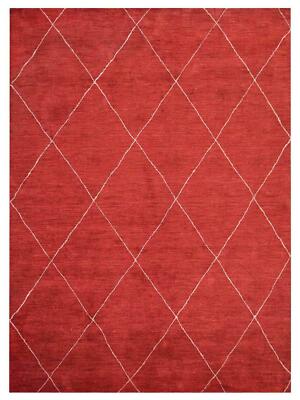 Eco-Friendly Hand Knotted Loom Silk Area Rug Geometric Red BBH Homes BBLS0602