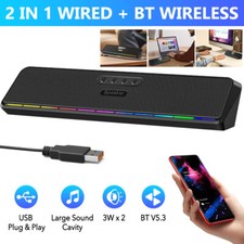 Wired USB + Bluetooth PC Sound System LED Speakers Gaming for Desktop Computer