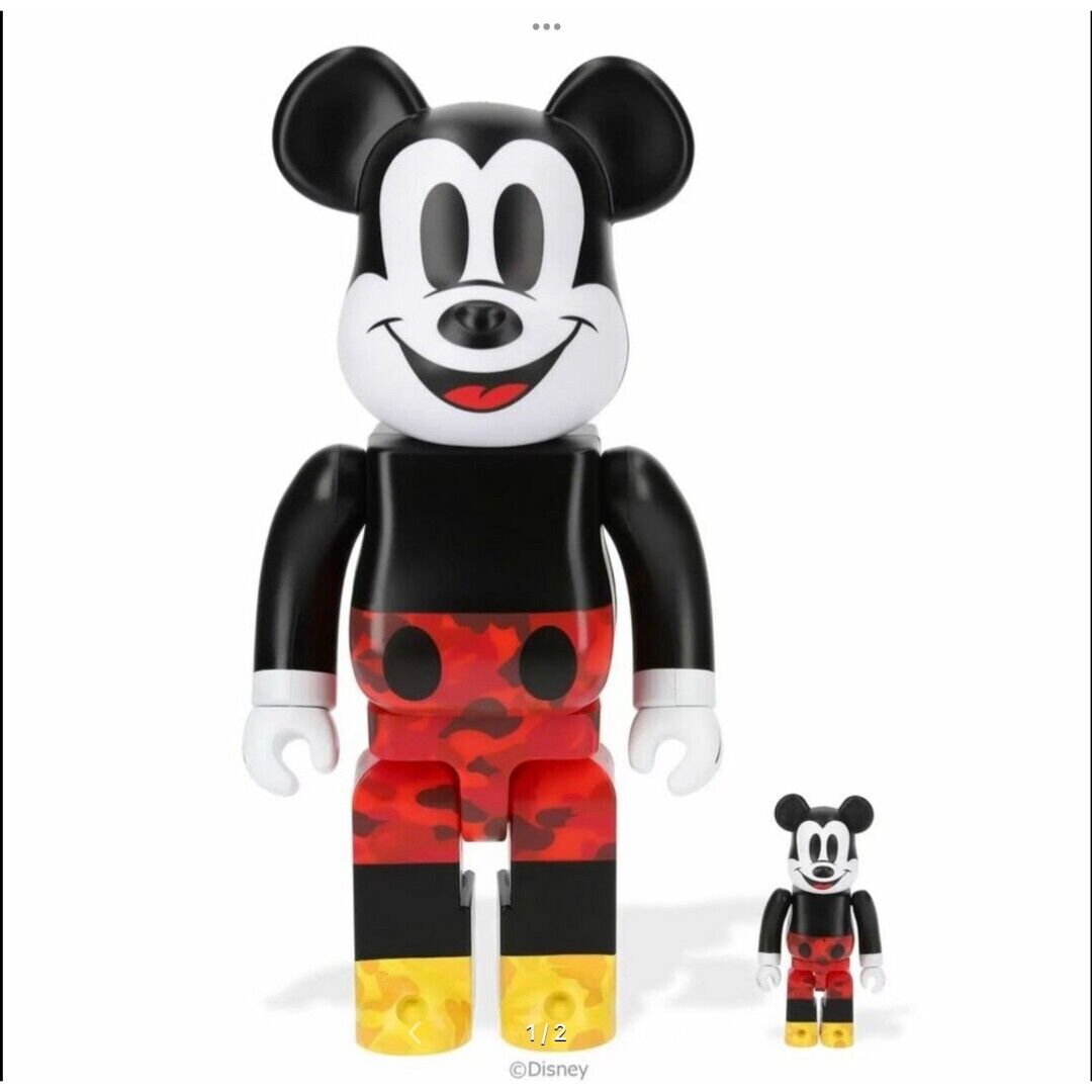 BE@RBRICK BAPE MICKEY MOUSE ORIGINAL COLOR 400% & 100 BE@RBRICK BAPE MICKEY MOUSE ORIGINAL COLOR 400% & 100