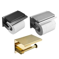 Toilet Paper Holder with Phone Shelf Stainless Steel Wall-Mounted Roll Holder