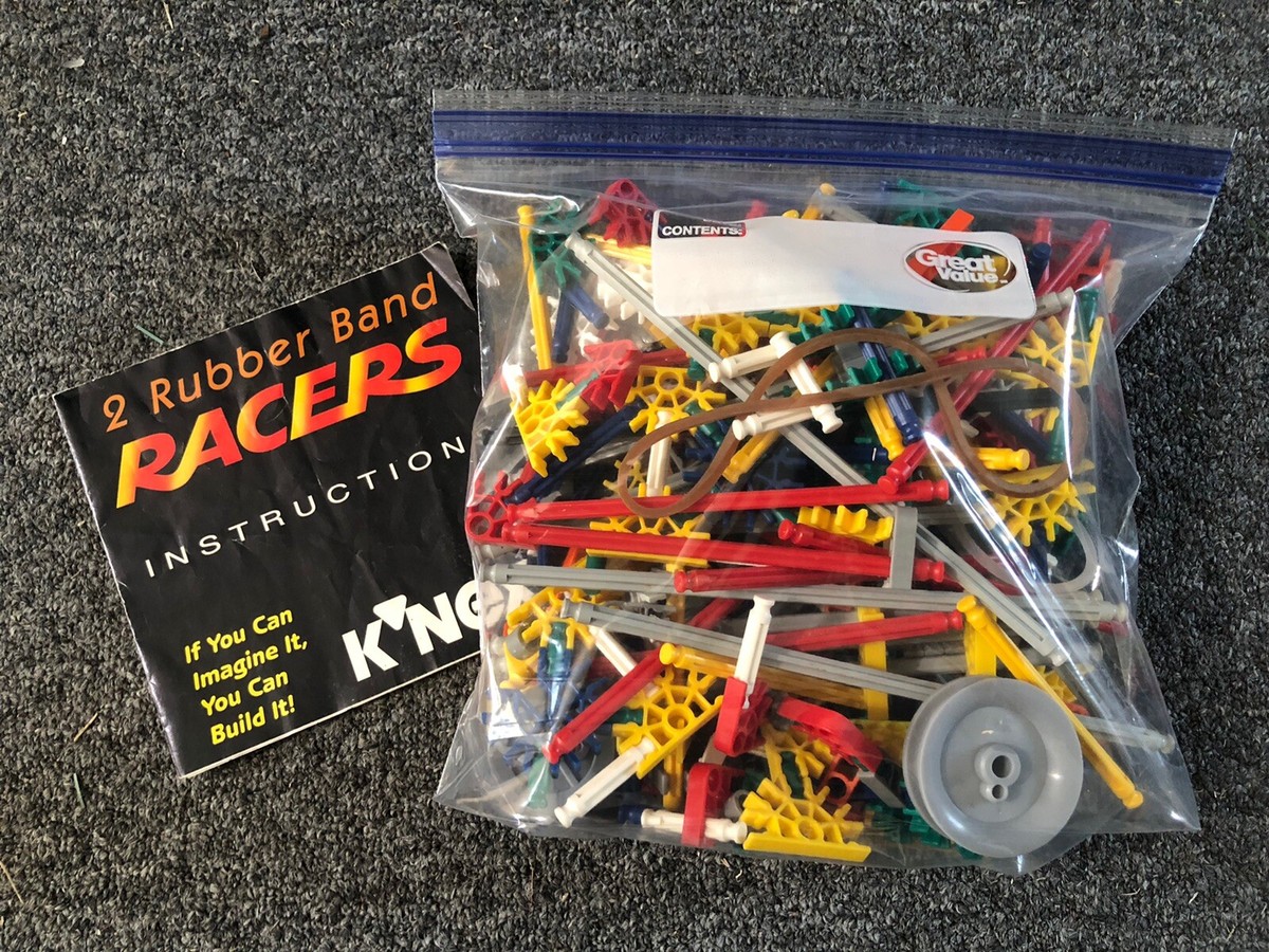 Vintage 90s 1994 K'Nex KNEX 2 Rubber Band Racers With Box (10301