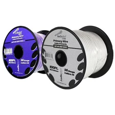 14 GA 100 FT Roll Purple White Stranded Spool of CCA Primary Power Ground Wire