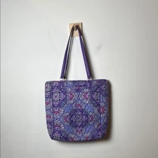 Vera Bradley Crosstown Tote Shoulder Bag Purple Lilac Tapestry Retired Pattern