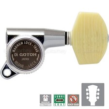 NEW Gotoh SG381-M01 MGT Locking Tuners L3 R3 LARGE IVORY Buttons 3x3 - CHROME