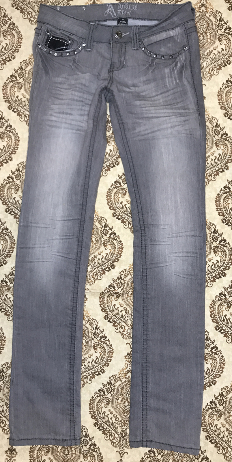 Antique Rivet Jeans Straight Leg Low Rise Women's Des… Gem