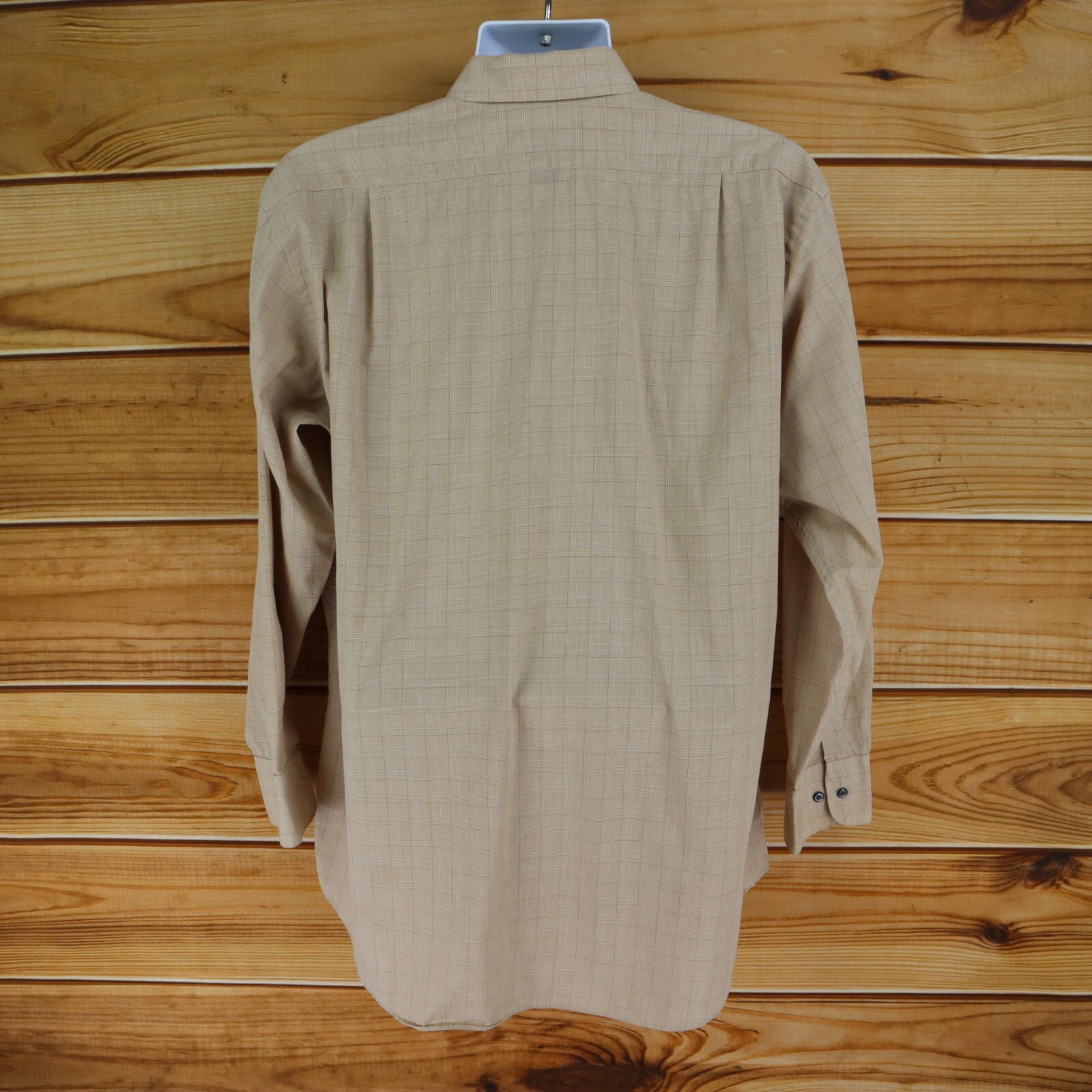 Barrington Dress Shirt Mens Size 17x32/33 Brown Plaid Cotton Blend