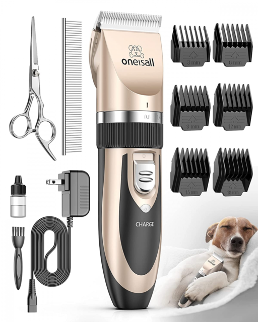 oneisall Dog Shaver Clippers Low Noise Rechargeable Cordless Electric Gold 