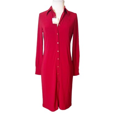 NWT Norma Kamali Timeless button down dress duster red sz XS