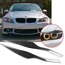 Carbon Fiber Headlight Eyebrow Eyelid Cover Trims Decal For Bmw 3 Series E90 E91