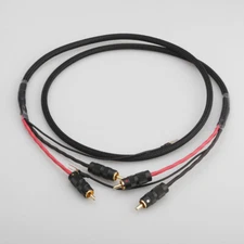 HiFi Audio Phono Tonearm RCA Male Cable Signal Cord with Ground Wire Lotus Plug