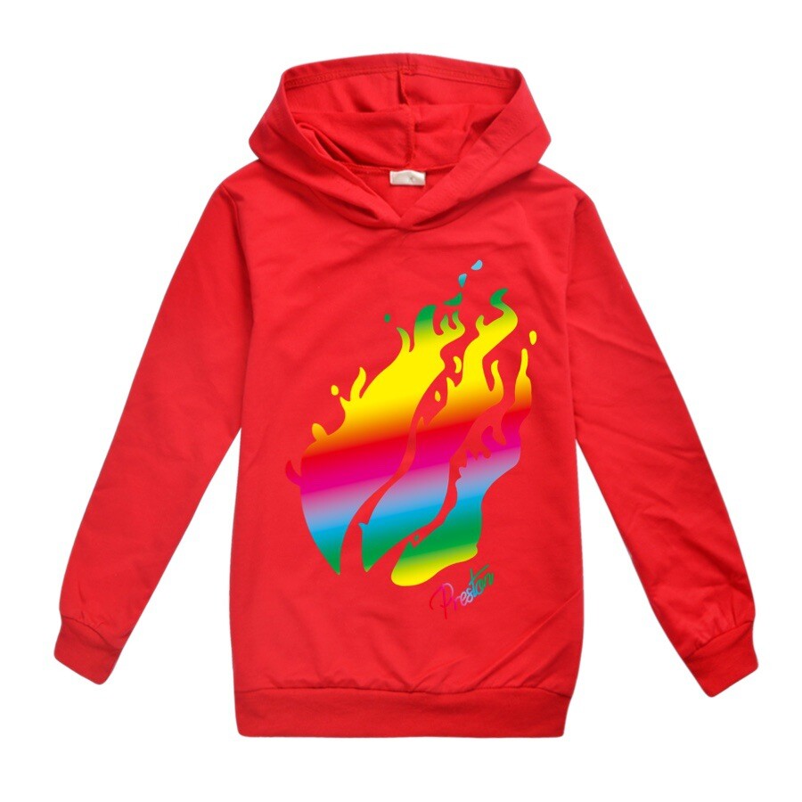 PRESTONPLAYZ Rainbow Flame Kids Boys Casual Hoodie Hoody Pullover prestonplayz-rainbow-flame-kids-boys-casual-hoodie-hoody-pullover