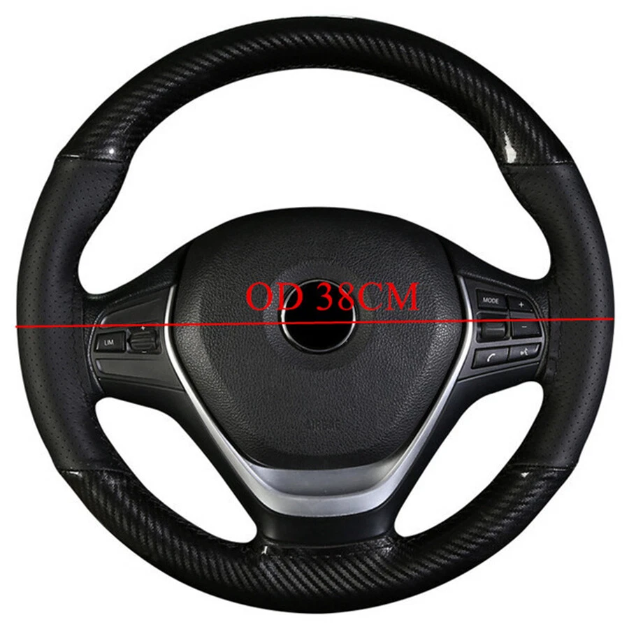 38CM DIY Car Stitch PU Leather Steering Wheel Cover Anti-slip W/Needle Thread - Image 2 of 4