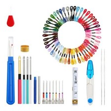 Embroidery Starter Kit, Punch  Tool And 50 Color Embroidery Cross Stitch