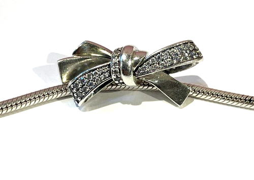 XL Pandora Sterlingsilber Brillant Kubisch Zirkonia Schleife Anhänger Charm #797241CZ - Bild 3 von 4