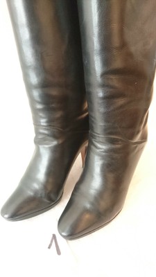 Bottes Vintage Balizza Italie 1982 - Cuir Noir Talon Haut - Taille 38 - Occasion