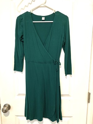 slim fit dress slacks Dark Green 1940s Solid Wrap Dress main image 1