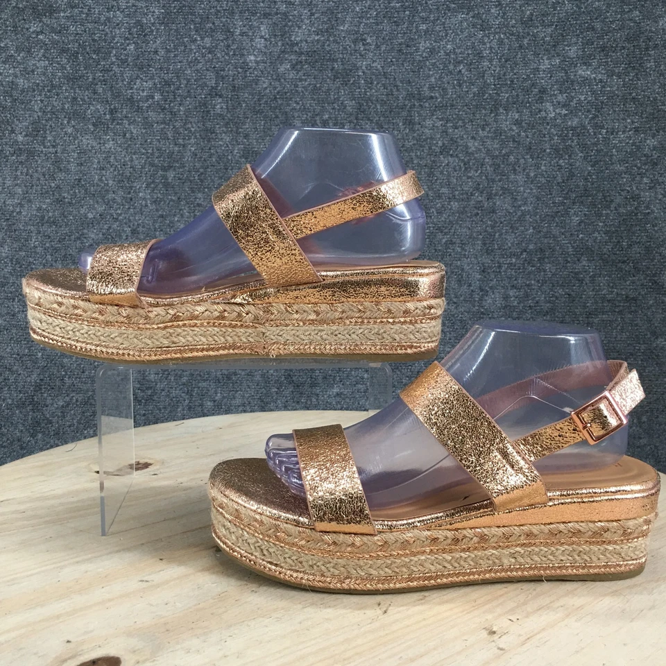 竹制凉鞋女式 10 Infinity Platform 坡跟帆布鞋粉色人造皮革 — 第 2/4 张图片