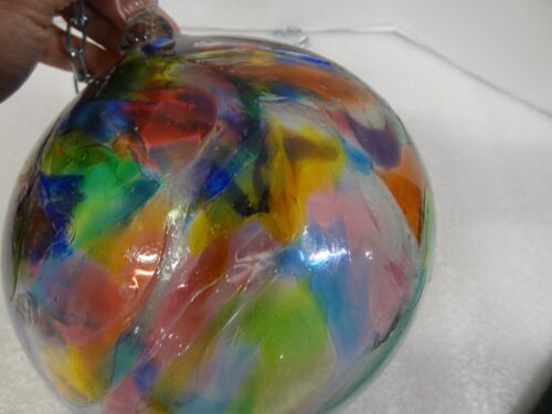Orbe de vidrio artístico grande soplado a mano de colección 8" bola atrapasol arte adorno - Imagen 14 de 15