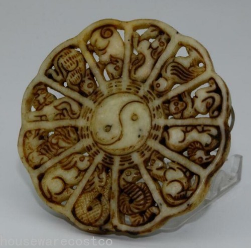 Old Jade Pendant Chinese Hand Carved Zodiac Statue Antique Collect Pendant - Picture 3 of 7