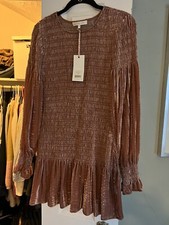 Love Shack Fancy Scarlett Mini Dress Cinnabar Velour Size Small New With Tags 