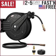 Retractable Power Pressure Washer 3/8" x 100 FT Rubber Air Hose Reel Max 300 PSI