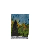 Watercolor ACEO Original Painting Mini  2.5x3.5 Abstract Sky Tree
