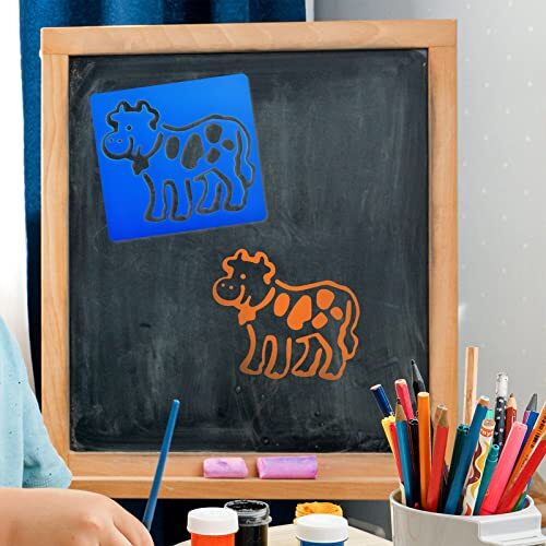 24 Pieces Large Animal Stencils For Painting, Washable Stencils Set, Kids Plastic Stencils, Walkway Chalk Stencil, Drawing Material, 8 Inch And 6 Inch