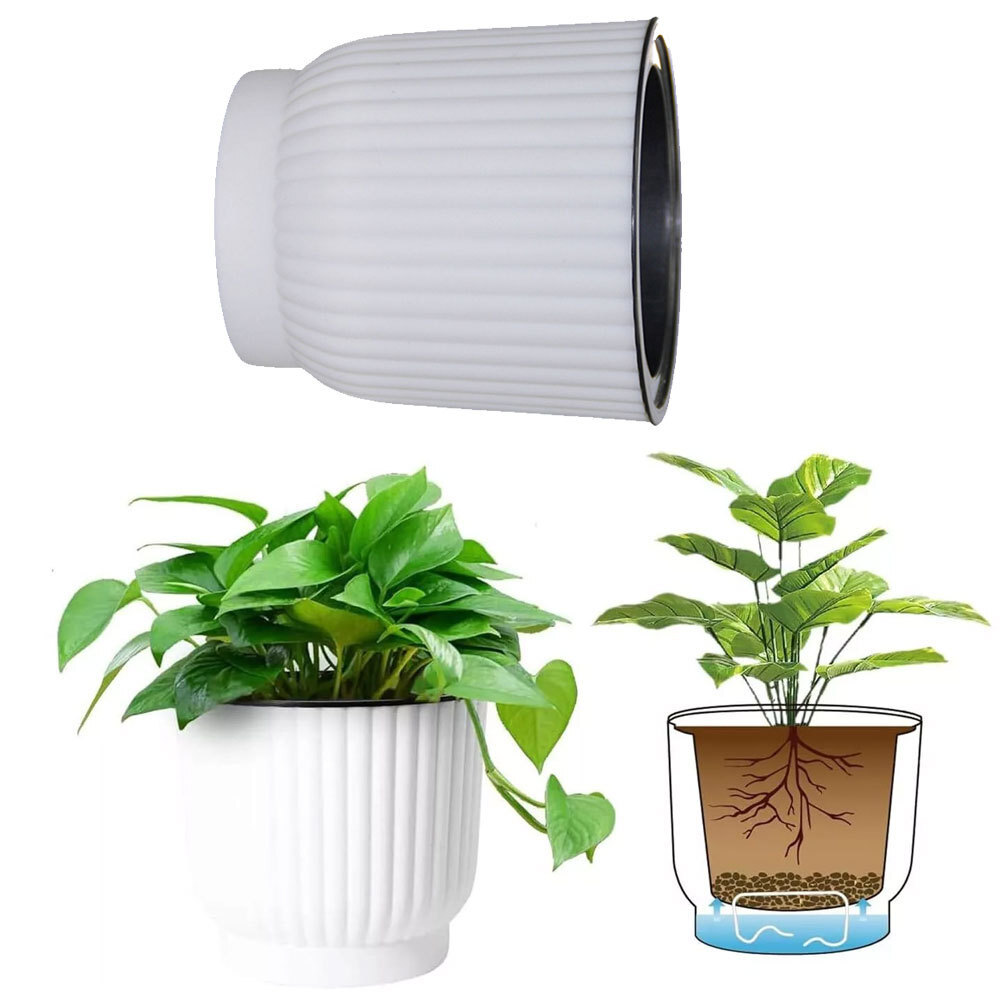 Garden White Recycled Resin Planter Home Self Watering Planters Healthy Growth