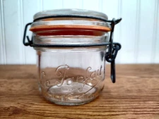 GLASS JAR CANISTER Vintage Le Parfait 0.5 L Wire Ball Seal Clamp Glass Lid