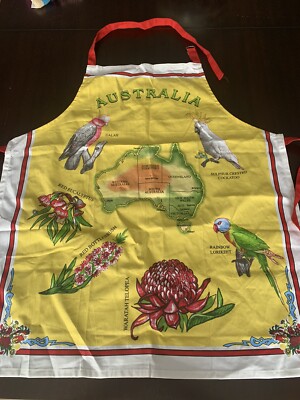Cooking Apron Map of Australia with Native Birds and Plants has never been used